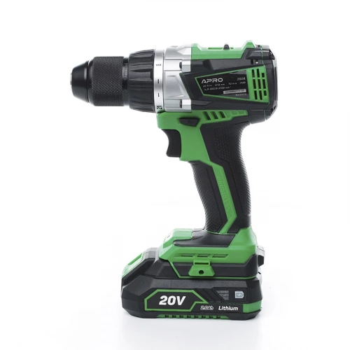 шуруповерт-дриль 2 АКБ 20 В, 2 Ач, 2100об, 2 швидк., LED, інд. заряду (кейс) безщітковий