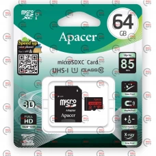 карта памяти microSDHC  64Gb class 10 (adapter SD)  Apacer до R85MB/s