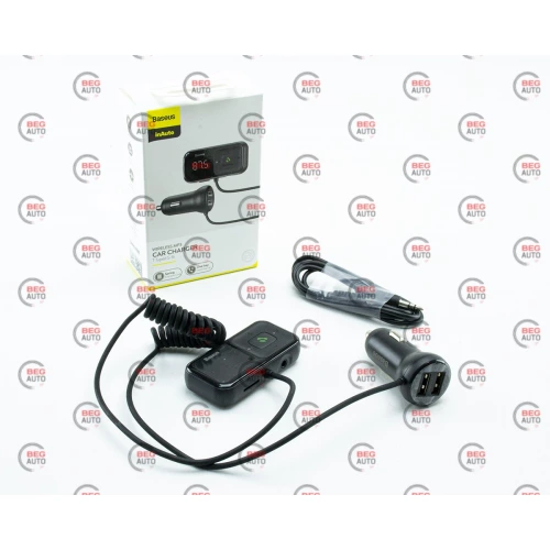 FM модулятор Baseus CCTM-E01  USB/MP3/12-24В/microSD/AUX вхід/USB зарядка 3,1А/Bluetooth 5.0