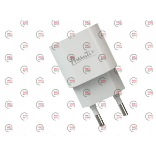 зарядний пристрій від мережі 220В на  USB 2.4A білий