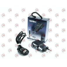 зарядний пристрій від мережі 220В на USB 2.1A + кабель USB - Type C, чорний/білий, 5W