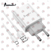 зарядка от cети 220В на  USB 2.1A + кабель USB -  Type C, белая