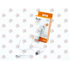 зарядний пристрій від мережі 220В на  2USB 2.4A біла + кабель USB -  Micro USB