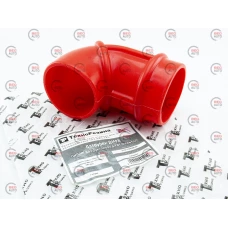 патрубок воздуш. фильтра - ДМРВ  Газель 406 (угольник) силикон красн.