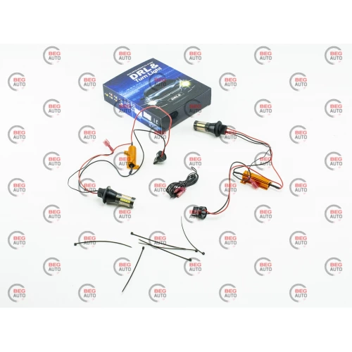 ходовые огни с функцией поворотов 12  (БЕЛЫЙ+ЖЕЛТЫЙ) резиновый патрон 7440 (БЦ12-21+5)