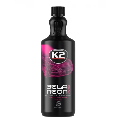 автошампунь K2 активная пена Bela PRO Neon (клубника) с розовой окраской пены 1л