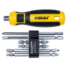 викрутка 2-х стороння з 4-ма двосторонніми бітами, 2-ма односторонніми бітами 10в1 CrV(блістер)