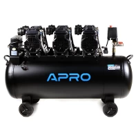 компрессор "безмасляный"  6-ти поршн  100л  2 вых, 230В, 4.5 кВт, 712 л/мин, 8 атм Apro