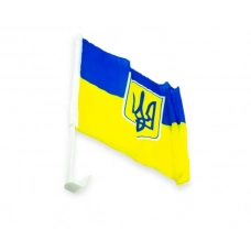 флаг "УКРАИНА" (ткань нейлон) на Автомобиль (31см*45) с креплением