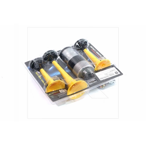 сигнал пов. 3-дудки 12V  153/165/215мм із компр. жовтий Dk