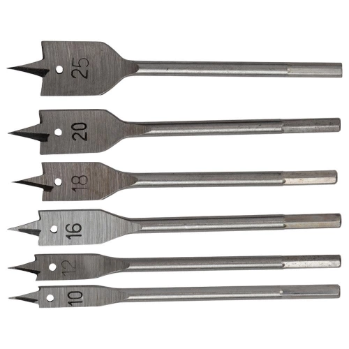 набор перьевых свёрл по дереву 10, 12, 16, 18, 20, 25 мм (6 шт)