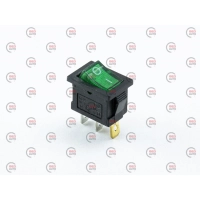 тумблер-кнопка (20х15мм) 2пол. 3конт. зелена 220V