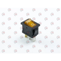 тумблер-кнопка (20х15мм) 2пол. 3конт. жовта 220V