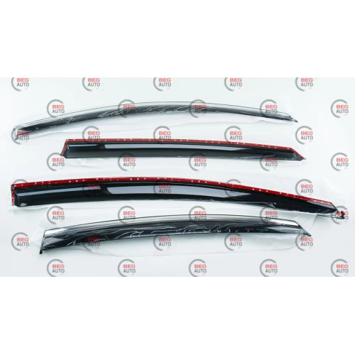 ветровик Hyundai Sonata 2014-2019 (LF) (скотч) TopVisor  c хром молдингом