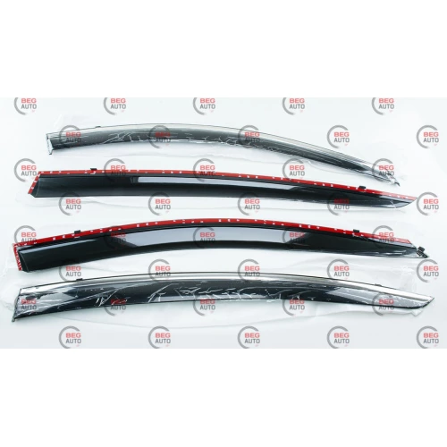 ветровик Mazda 6 сед 2012->  (скотч) TopVisor  c хром молдингом