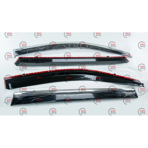 ветровик Toyota Highlander 2013-2019 (скотч) TopVisor  c хром молдингом