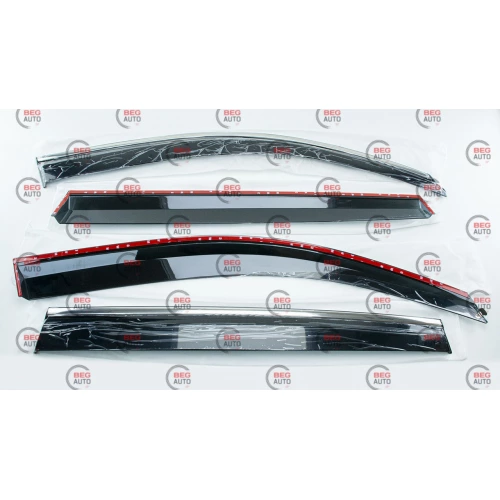 ветровик Volkswagen Tiguan 2007-2015 (скотч) TopVisor  c хром молдингом