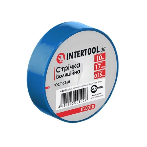 ізоляційна стрічка 10м х 17мм х 0,15мм синя Intertool