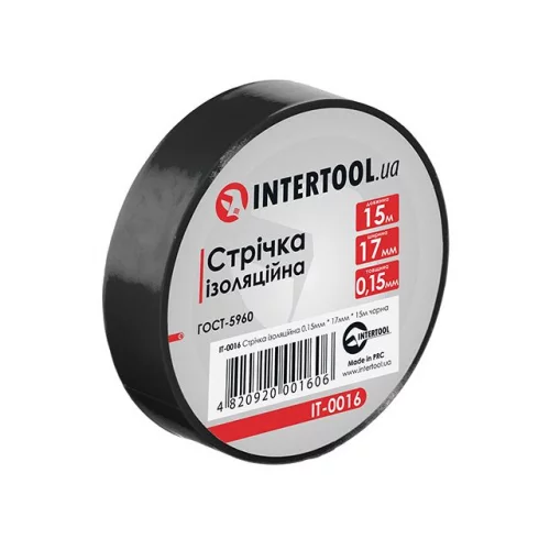 ізоляційна стрічка 15м х 17мм х 0,15мм чорна Intertool