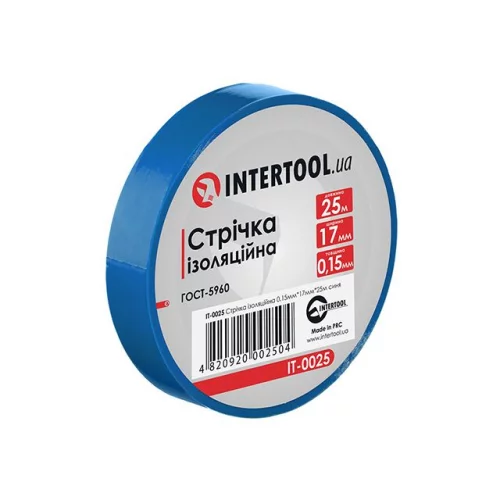 ізоляційна стрічка 25м х 17мм х 0,15мм синя Intertool