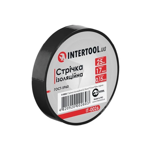 изолента 25м х 17мм х 0,15мм черная Intertool