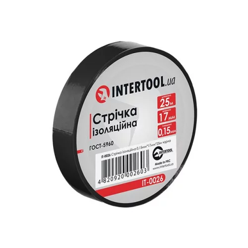 ізоляційна стрічка 25м х 17мм х 0,15мм чорна Intertool