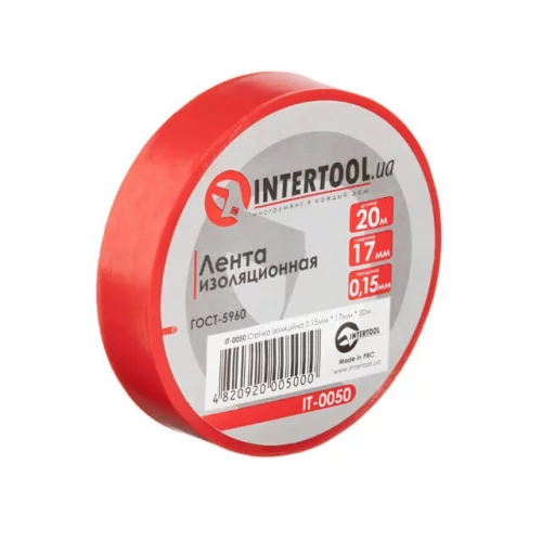 ізоляційна стрічка 20м х 17мм х 0,15мм червона Intertool