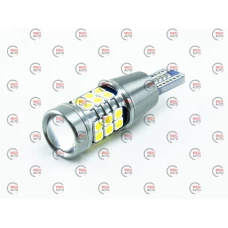 лампа LED БЦ 12V 16W W2.1х9.5d T15 WHITE 27 SMD 2835 + линза