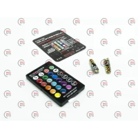 Лампа LED БЦ 12V W5W (W2,1x9,5d) T10 RGB  6 SMD 5050 силикон с пультом (cobalt)