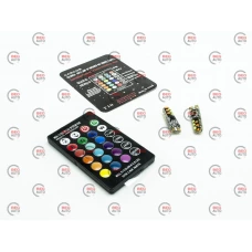 Лампа LED БЦ 12V W5W (W2,1x9,5d) T10 RGB  6 SMD 5050 силикон с пультом (cobalt)