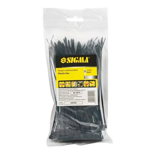 хомут пластиковый 150 x 3,6  черный  Sigma