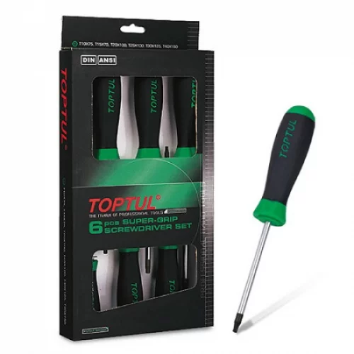 набір викруток TORX з отвором 6 шт T10,T15,T20,T25,T30,T40, магнітні Toptul