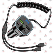 FM модулятор Borofone BC45B  USB/MP3/12-24В/microSD/USB швид заряд. 3,0А/BT 5.0/кабель Type C/iPhone