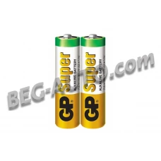 батарейка  AA  лужна 1.5V пальчик GP Super Alkaline 2шт  плівка