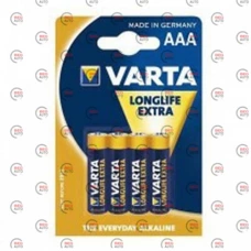 батарейка  AAA  лужна 1.5V мініпальчик Varta Longlife Extra 4шт блістер
