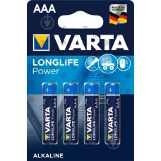 батарейка  AAA  лужна 1.5V мініпальчик Varta Longlife Power 4шт блістер