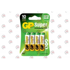 батарейка  AA  лужна 1.5V пальчик GP Super Alkaline 4шт блістер