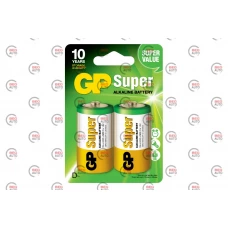 батарейка  тип D  лужна 1.5V велика GP Super Alkaline 2шт  блістер