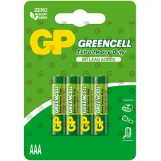 батарейка  AAA  сольова 1.5V мініпальчик GP Greencell 4шт  блістер