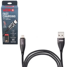 кабель для заряджання магнітний Voin  USB - Micro USB,  1м, 3.0А  чорний  (швидке. заряд, перед. дан