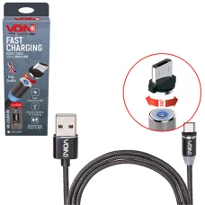 кабель для заряджання магнітний Voin  USB - Micro USB,  2м, 2.4А  чорний  (тільки заряджання)