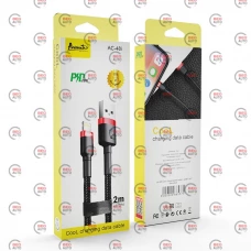 кабель для заряджання Avantis  USB - iPhone,  2м, 2.4А  чорний, круглий тканинне обплет.