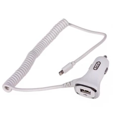 зарядка от прикуривателя Pulso  1USB  2.4А, провод заряд. iPhone, белый Евро