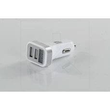 зарядка от прикуривателя Dk  2USB  2.1А прямоугол. белый, LED дисплей, В-метр, А-метр, Евро