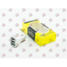 зарядка от прикуривателя  2USB  3.1А прямоугол. белый, LED дисплей, В-метр, А-метр, Евро