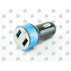 зарядка от прикуривателя  2USB  3.1А круг черный, LED дисплей, В-метр, Евро