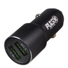зарядка от прикуривателя Voin  2USB  3.0А/5В, 2.0А/9В, 1.5А/12В QC + 2.4А/5В, круг черный, Евро