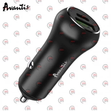 язарядка от прикуривателя Avantis  1USB + Type C 3.0А, QC 20W черный, Евро, алюмин. корпус?
