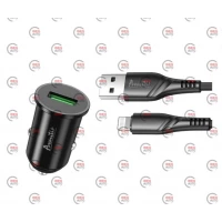 зарядка от прикуривателя Avantis   USB  3.0А круг. черный, QC 3,0 + кабель USB -  iPhone, 18W Евро