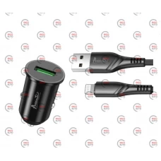зарядка от прикуривателя Avantis   USB  3.0А круг. черный, QC 3,0 + кабель USB -  iPhone, 18W Евро